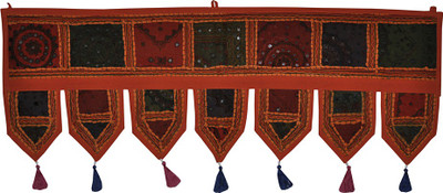 

Lal Haveli Handmade Beads and Embroidery Work Cotton Door Valance For Home Décor Toran(Cotton)