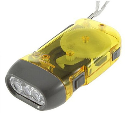 

Sukot 3 Led Flashlight Wind Up Dynamo Led Light Hand Press Crank NR Camping Torch(Yellow : Rechargeable)