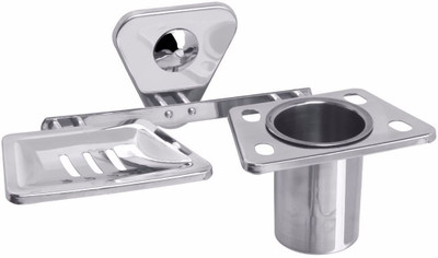 

Fortune Stainless Steel Soap Dish with Tooth brush Holder(Silver)