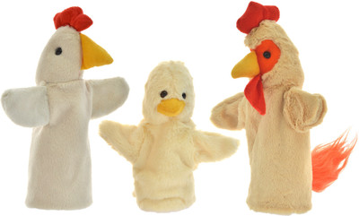 

Cuddly Toys Domestic Birds- Hen, Rooster & Chick Family Hand Puppet Hand Puppets(Pack of 3)