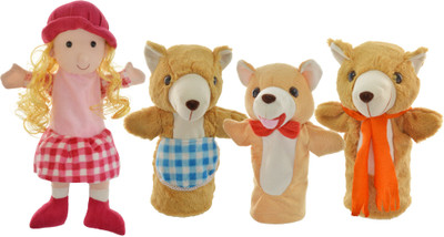 

Cuddly Toys Goldilocks and The Three Bears Story Hand Puppets(Pack of 4)