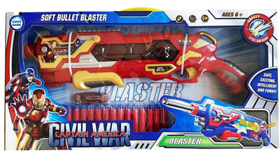 

Emob Civil War Blaster Super Hero Battery Operated Soft Bullet Battle GUN with Light and Sound (Red)(Red)