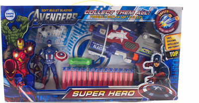

Planet Toys Avenger Soft Bullet blaster (CAPTAIN AMERICA)(Blue, Red, Silver)