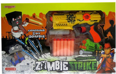 

Toys Bhoomi Rapid Fire Soft Bullet Gun With 2 Zombie Targets(Yellow)