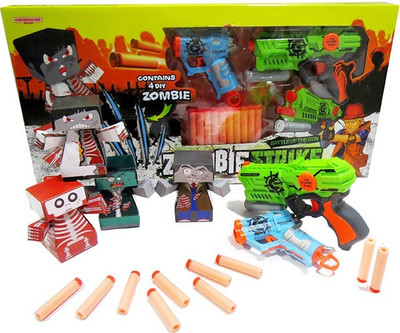

Building Mart All New Rapid Fire Bullet Gun Toy With 4 Zombie Targets(Multicolor)