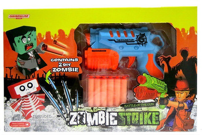 

Toys Bhoomi Rapid Fire Soft Bullet Gun With 2 Zombie Targets(Blue)