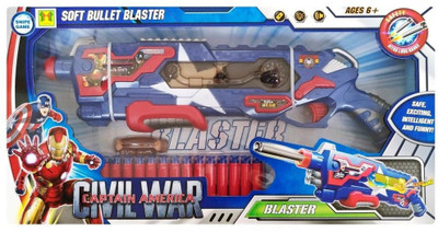 

Emob Civil War Blaster Super Hero Battery Operated Soft Bullet Battle GUN with Light and Sound Effect (Blue)(Blue)