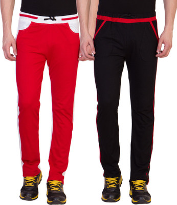 American-Elm Solid Men Red, Black Track Pants