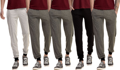 Meebaw Solid Men Black, Grey Track Pants