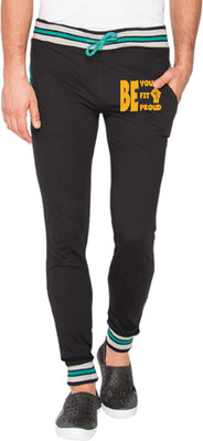 Campus Sutra Varsity Men Black Track Pants