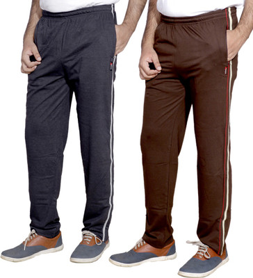 IndiWeaves Solid Men Brown, Grey Track Pants