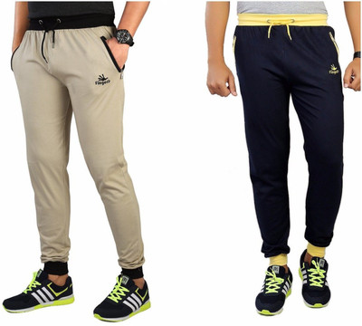 

Fingers Solid Men's Multicolor Track Pants, Biscuit-navyblue