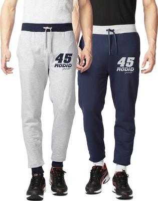 

Rodid Solid Men's Grey, Blue Track Pants, Grey melange;navy blue