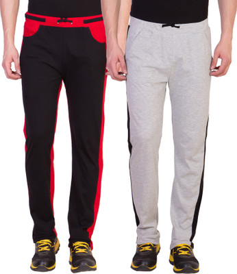 American-Elm Solid Men Black, Grey Track Pants