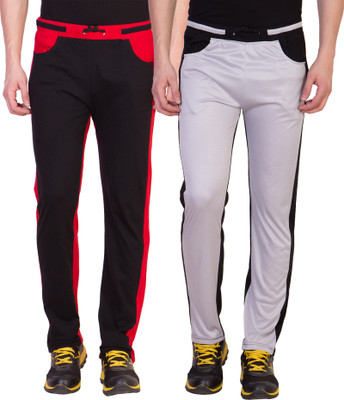 American-Elm Solid Men Black, Grey Track Pants