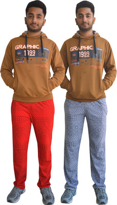 SHAUN Solid Men Red, Grey Track Pants