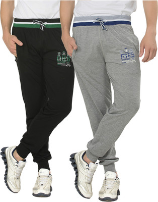 

Alan Jones Printed Men Black, Grey Track Pants, F.black;f.milange