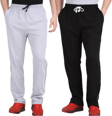 WellFitLook Solid Men Black, Grey Track Pants