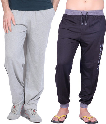 Huggers Solid Men Black, Grey Track Pants