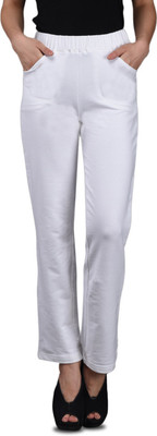Finesse Solid Women White Track Pants