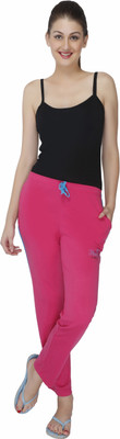 

Red Ring Solid Women's Pink Track Pants, Dark pink