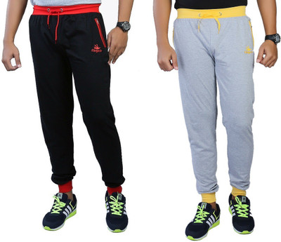 

Finger's Solid Men's Black Track Pants, Blackred_melangegreyyellow
