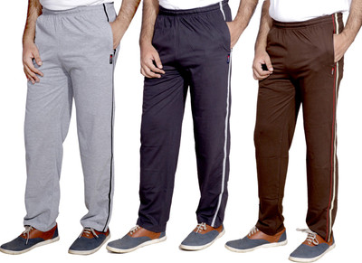 Indistar Solid Men Brown, Grey Track Pants