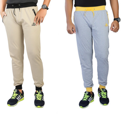 

Finger's Solid Men's Grey Track Pants, Biscuit_melangegreyyellow