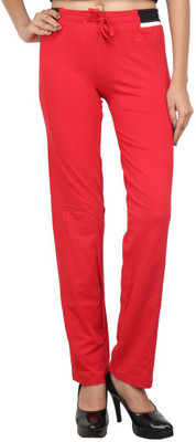 Eimoie Solid Women Red Track Pants