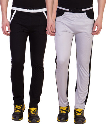 American-Elm Solid Men Black, Grey Track Pants