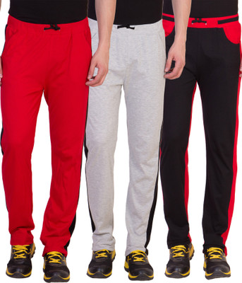 American-Elm Solid Men Red, Black, Grey Track Pants