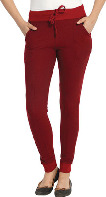 

Campus Sutra Solid Women's Grey Track Pants, Maroon