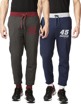 

Rodid Solid Men's Grey, Blue Track Pants, Charcoal melange;navy blue