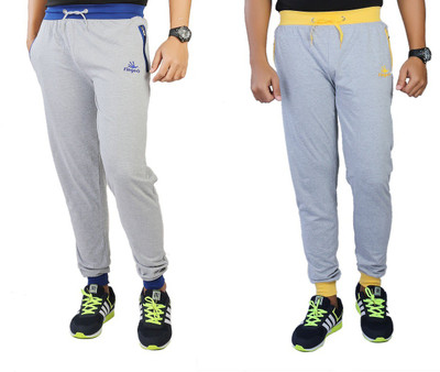 

Finger's Solid Men's Multicolor Track Pants, Greyblue-greyyellow