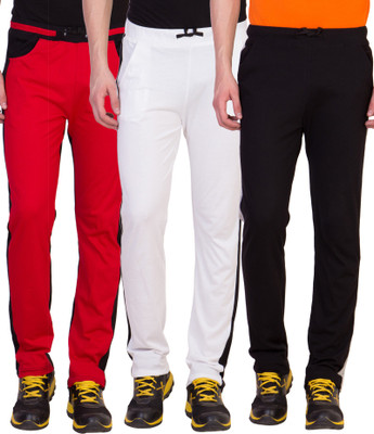American-Elm Solid Men Red, White, Black Track Pants