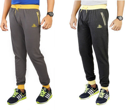 

Finger's Solid Men's Multicolor Track Pants, Grey-blackyellow