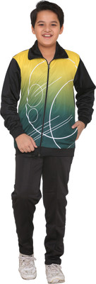 

Warm Up Printed Boy's Track Suit, Black