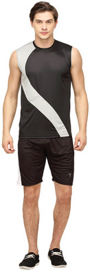 

Campus Sutra Solid Men' Track Suit, Black;brown