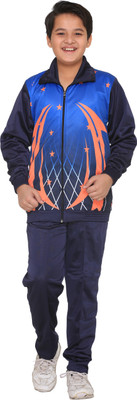 

Warm Up Printed Boy's Track Suit, Navy