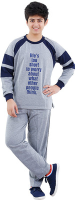 

Fizzi Solid Boys Track Suit, Grey milange
