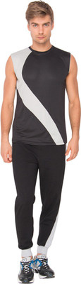 

Campus Sutra Solid Men's Track Suit, Black