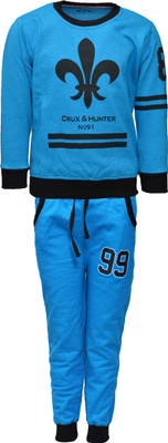 

Crux & Hunter Printed Boys Track Suit, Firozi
