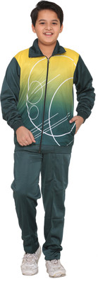 

Warm Up Printed Boy's Track Suit, B.green
