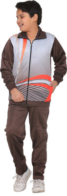 

Warm Up Printed Boy's Track Suit, Coffee
