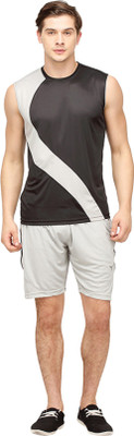 

Campus Sutra Solid Men's Track Suit, Black;grey