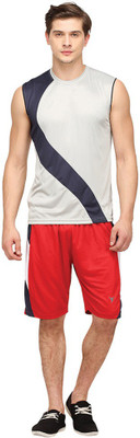 

Campus Sutra Solid Men' Track Suit, Grey;red