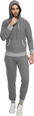 Campus Sutra Solid Men's Track Suit, Grey