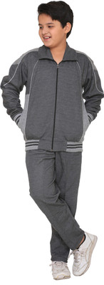 

Warm Up Embroidered Boy's Track Suit, Dark grey