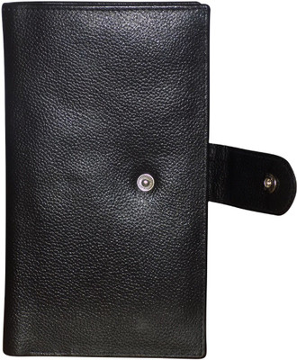 

Kan Genuine Leather Document Holder/Long Wallet for Men & Women(Black)