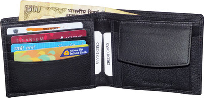

Kan Black Genuine Leather Travel Organizer with 8 Card Slots(Black)